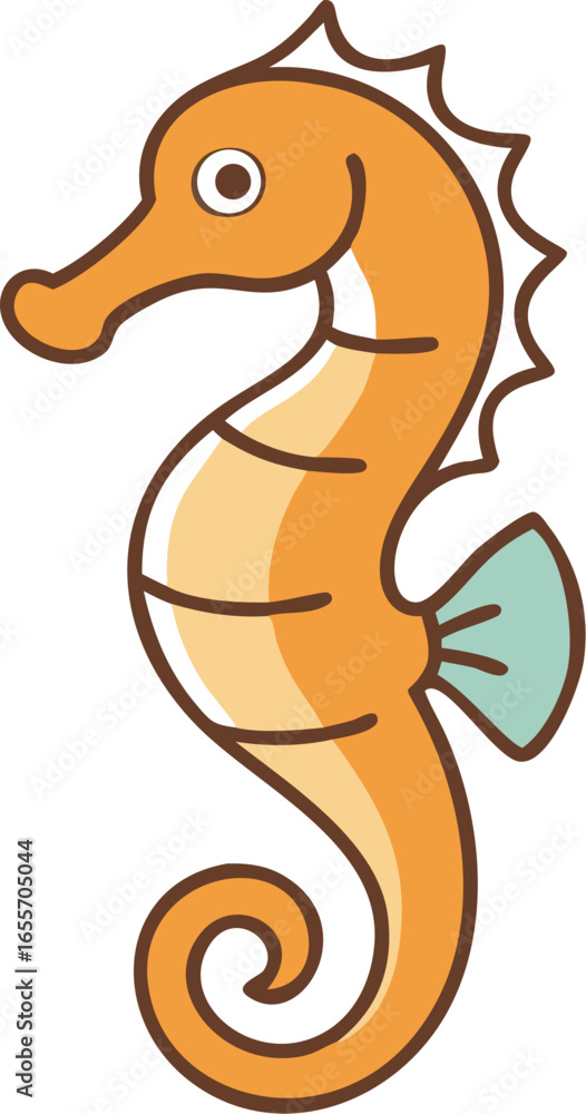 Poster curled seahorse with tail down side view isolated on white background isolated on transparent backgr