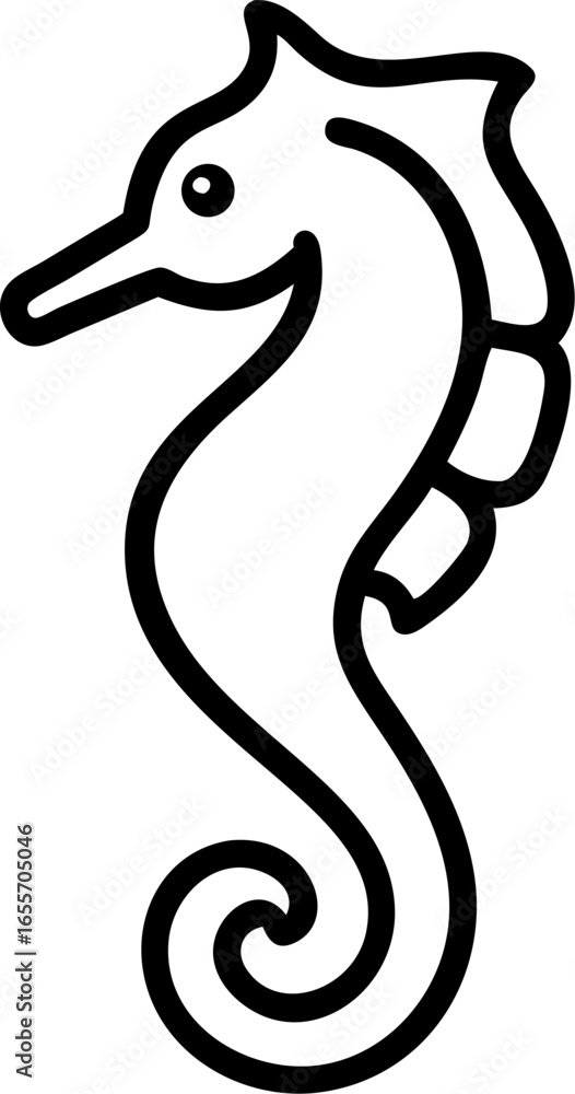 Poster curled seahorse with tail down side view isolated on white background isolated on transparent backgr