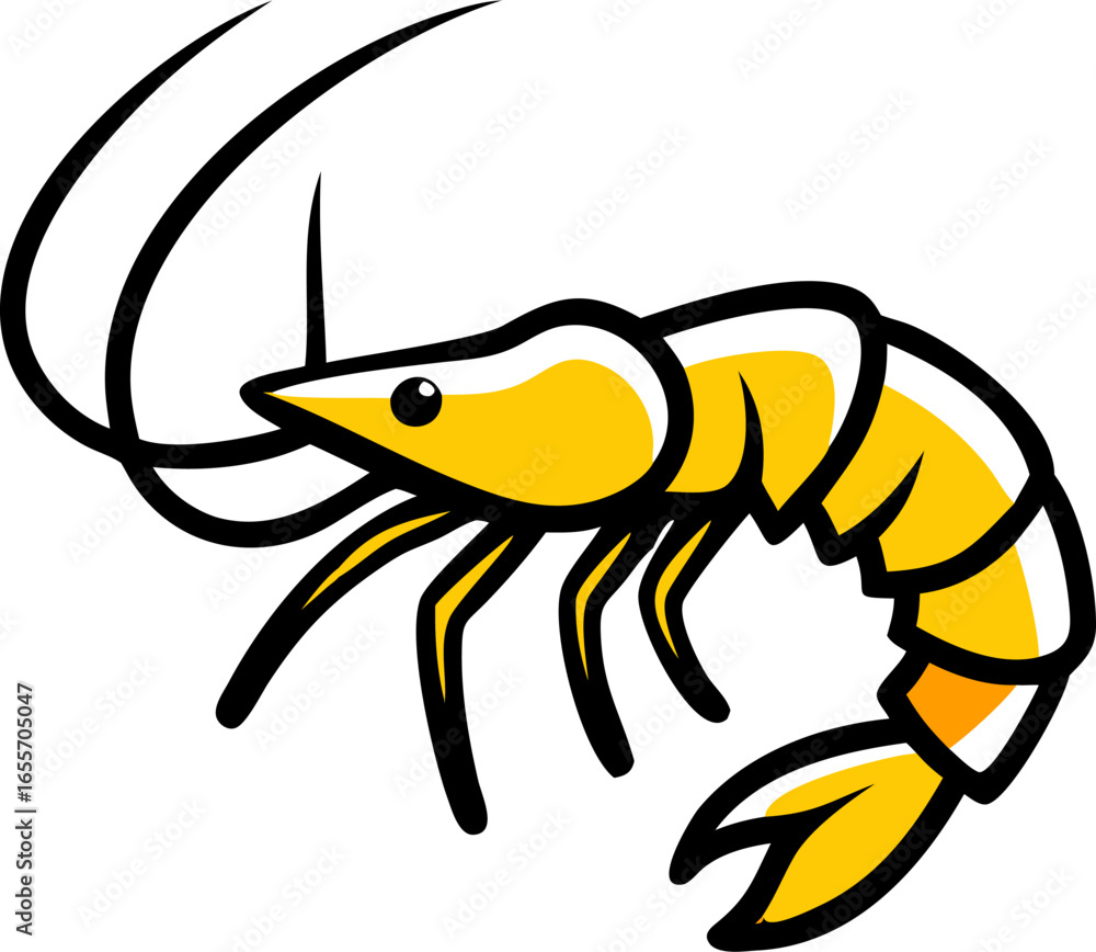 Poster lobster with extended antennae side profile isolated on white background isolated on transparent bac