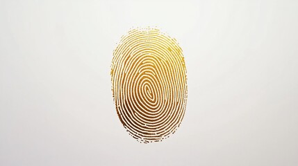 A single, golden fingerprint impression with intricate ridge patterns on a light background