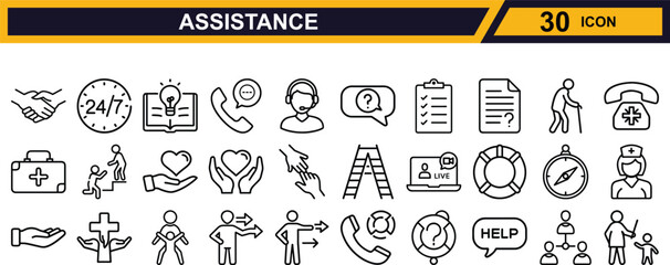 Vector art of assistance icon set