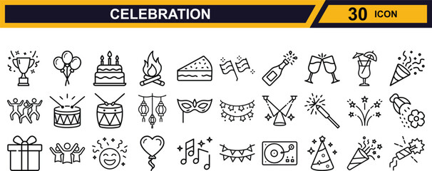 Vector art of celebration icon set