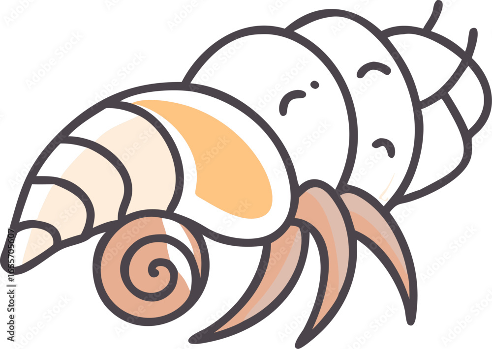Aufkleber hermit crab with a spiral shell isolated on white background isolated on transparent background