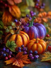 autumn brings vibrant colors with pumpkins colorful leaves and berries creating warm and festive atmosphere perfect for seasonal celebrations