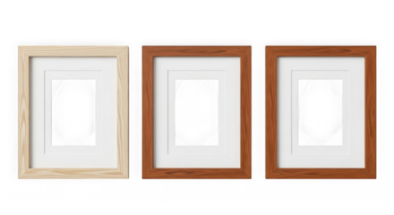 Three framed abstract black oval shapes in a row on a black background isolated on transparent background