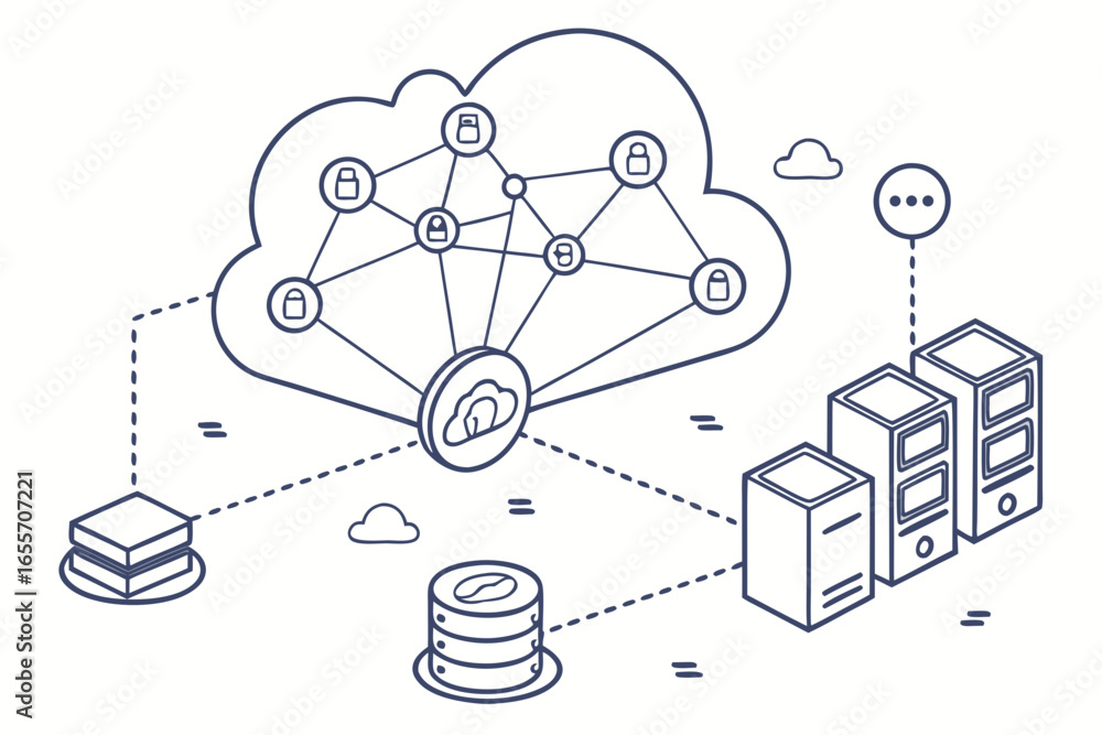 Aufkleber cloud computing network with security locks data technology
