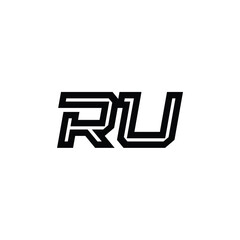 RU monogram logo design letter text name symbol monochrome logotype alphabet character simple logo