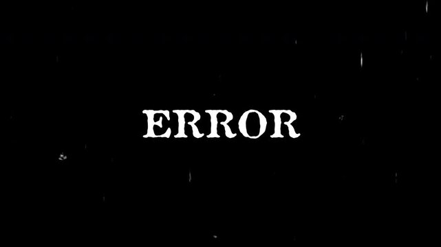 text error animation with glitch effect on black background