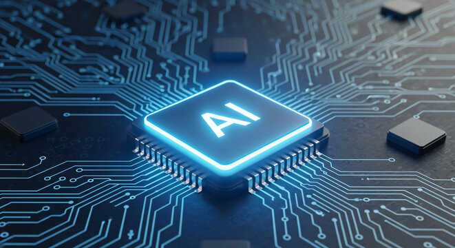 A padlock made of binary code on top of a circuit board with glowing blue lines and nodes, representing data flow and network connections 