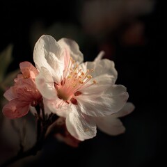 Close-up of delicate, pale pink and white blossom