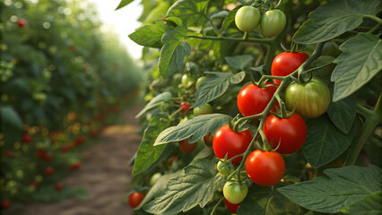 red tomatoes on a branch