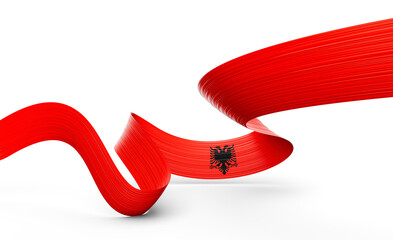 3d Flag Of Albania 3d Wavy Shiny Albania Ribbon Isolated On White Background 3d Illustration