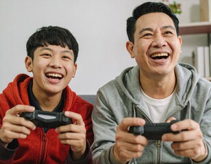 Father and Child Playing Video Games