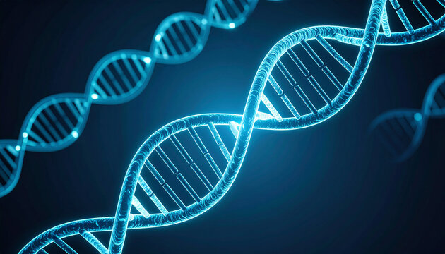 Glowing DNA Double Helix on Dark Background