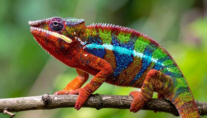 Vibrant chameleon on branch