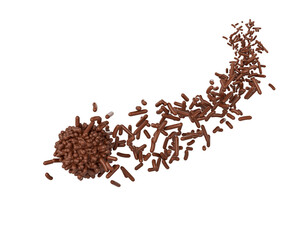 Chocolate Sprinkles Coming In The Air And Stops On Brigadeiro Brazilian Dessert Ball 3D Illustration