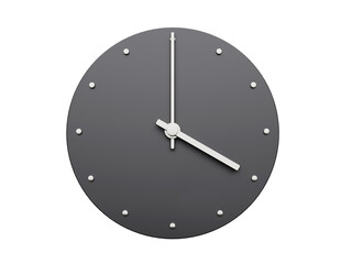 Simple clock gray 4 four o'clock Modern Minimal Clock. 3D illustration