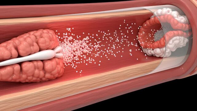 Blood Clot Formation in Artery Detailed Medical Illustration of Thrombosis Embolism and Circulatory System in Pink Red and White Color