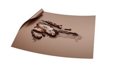 Map Of Dominican Republic Old Style Brown On Unrolled Map Paper Sheet 3d illustration