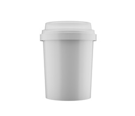 3d Empty White Cylindrical Plastic Jar Or Container With Cap On White Background, 3d illustration