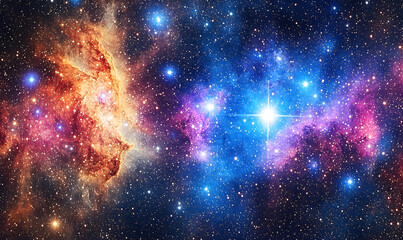 Celestial Tapestry: Vivid Nebulae and Radiant Stars in Cosmic Da