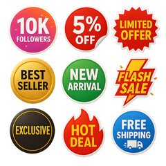 set of discount labels , Promotional Stickers and Marketing Badges