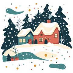 christmas, cover, background, vector, winter, snow, xmas, card, celebration, snowflake, cold, season, pattern, scene, snowflakes, christmas tree