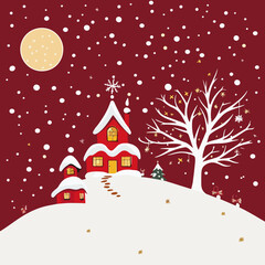 Naklejka premium christmas, cover, background, vector, winter, snow, xmas, card, celebration, snowflake, cold, season, pattern, scene, snowflakes, christmas tree