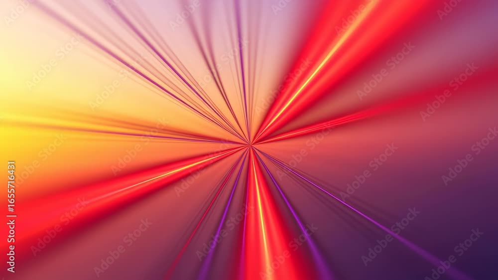 Poster dynamic radiating lines in yellow red and purple abstract motion background