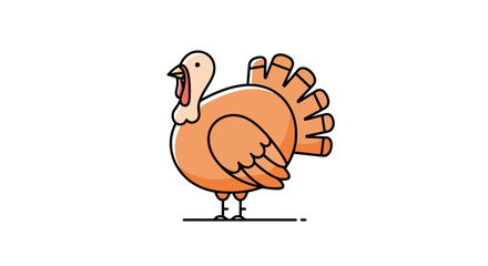 Simple Thanksgiving Turkey Illustration with Clean Lines and Soft Colors, Perfect for Holiday Greetings, Web Design, and Educational Materials.