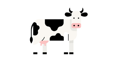 Stylized Cow Illustration Featuring Geometric Shapes and Flat Design for Agricultural, Educational, and Dairy Product Promotion Projects