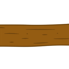 Cartoon wooden plank illustration. Simple brown wood beam or log with grain texture, isolated on a white background. Basic graphic element for design.