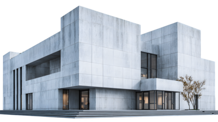 Modern Brutalist Architecture, isolated on transparent background