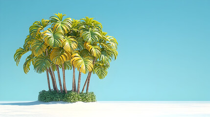Obraz premium Tropical Palm Grove on White Sand Under a Pale Blue Sky