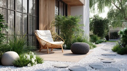 designed space for relax in modern garden no logos no brands ar 169