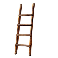 Wooden ladder with visible grain texture, leaning against white wall, natural daylight shadows, minimal background, perfect for construction or home decor concept photography