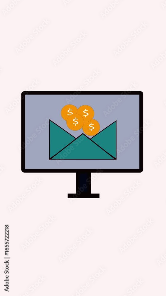 Aufkleber computer screen displaying digital mail icon vertical video. digital communication with email icon r