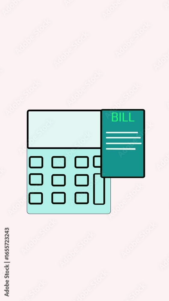 Aufkleber calculator and bill graphic representing accounting concepts vertical format. simple illustrated cal