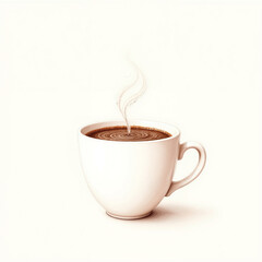 Obraz premium Hot coffee cup with steam rising, minimalist and cozy design