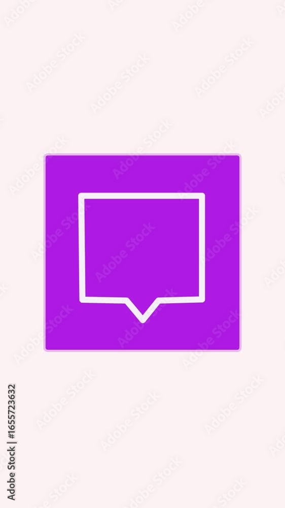Aufkleber animated conversation bubble icon centered with purple background against neutral backdrop. upward a