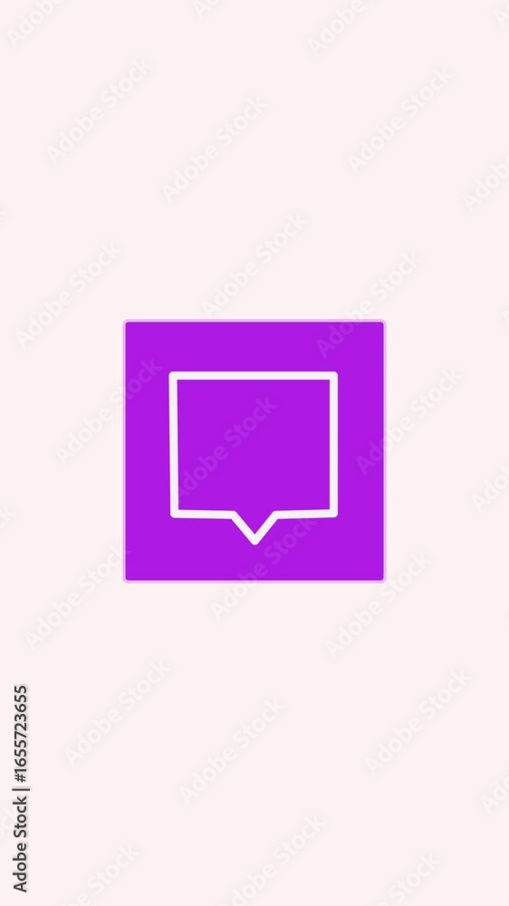 Poster animated purple speech bubble icon simple minimalist design for communication concepts. vibrant anim