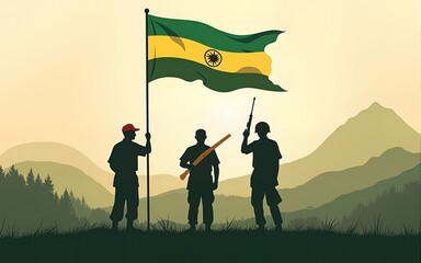 Rwanda Heroes Day Vector Illustration on February 1 with Rwandan Flag and Soldier Memorial who Struggled in National Holiday Cartoon Background. High quality