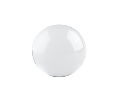 Photorealistic spherical glass orb, isolated on white background PNG