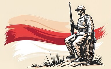 Indonesia national heroes day concept. Single line draw design. Vector graphic illustration. High quality