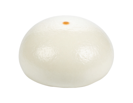 Whole Asian-style bao steamed bun with smooth surface, isolated on white background PNG