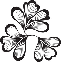 Elegant Black and White Floral Design Featuring Stylized Petals and Flowing Lines Creating a Visually Striking Pattern