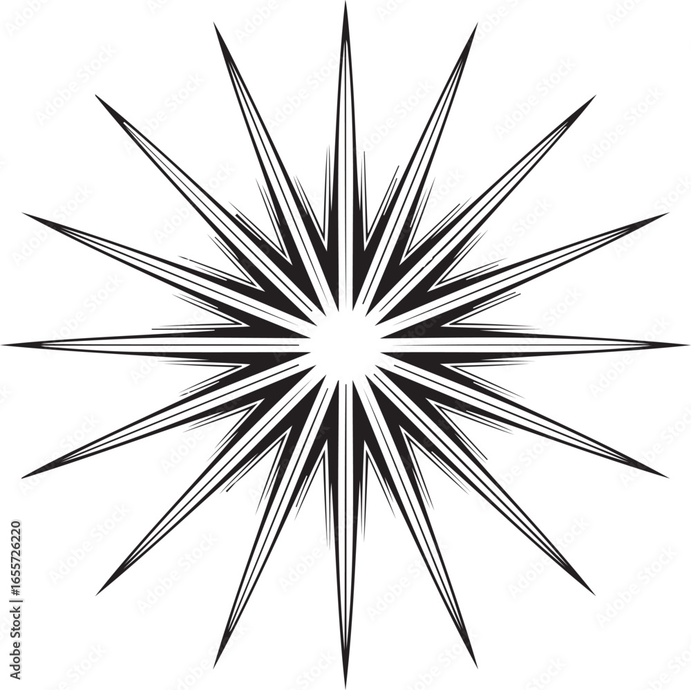 Poster abstract geometric shapes and lines in a dynamic composition featuring a striking silhouette against
