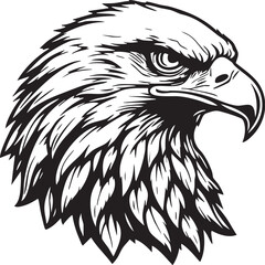 Obraz premium Proud and Strong Eagle Head Engraving Illustration 
