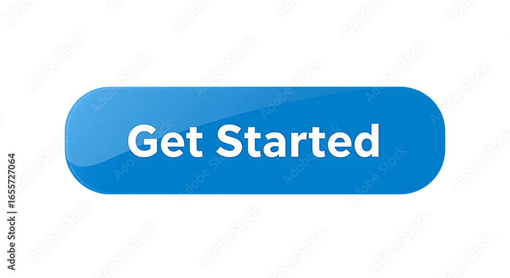 Aufkleber a stylish blue get started button with transparent background