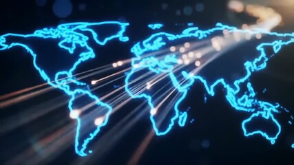 Global Network Animated World Map Showing Connections - Powered by Adobe